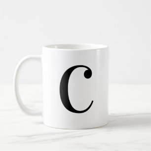 Personalised Black Monogram Letter C Coffee Mug