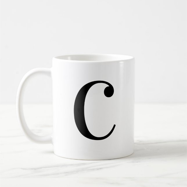 Personalised Black Monogram Letter C Coffee Mug (Left)