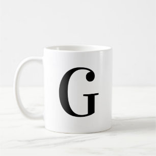 Personalised Black Monogram Letter G Coffee Mug