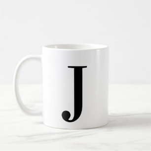 Personalised Black Monogram Letter J Coffee Mug
