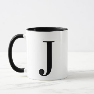 Personalised Black Monogram Letter J Mug