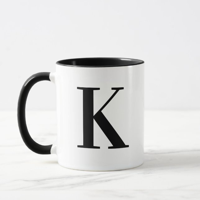 Personalised Black Monogram Letter K Mug (Left)