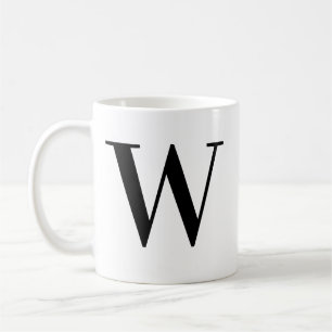 Personalised Black Monogram Letter W Coffee Mug