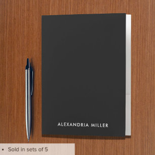 Personalised Black Monogram Pocket Folder
