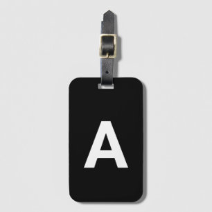 Personalised black Monogrammed Simple Modern Lugg Luggage Tag