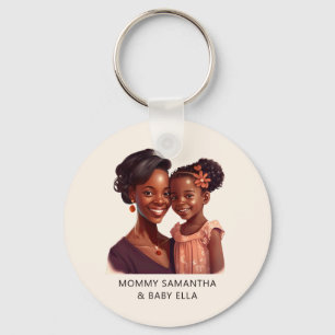 Personalised Black Mum and Daughter (10) Key Ring