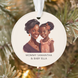 Personalised Black Mum and Daughter (10) Ornament