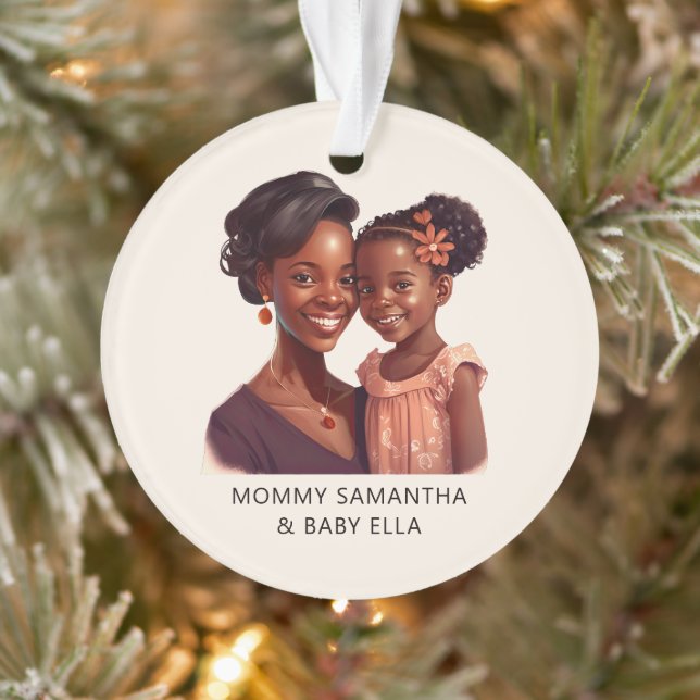 Personalised Black Mum and Daughter (10) Ornament (Tree)