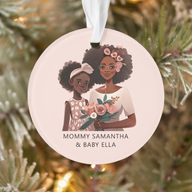 Personalised Black Mum and Daughter (12) Ornament (Tree)