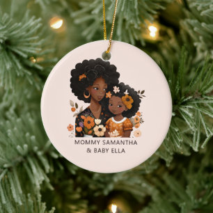 Personalised Black Mum and Daughter (13) Ceramic Tree Decoration