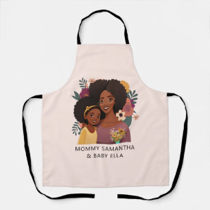 Personalised Black Mum and Daughter (14) Apron