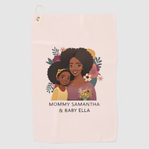 Personalised Black Mum and Daughter (14) Golf Towel