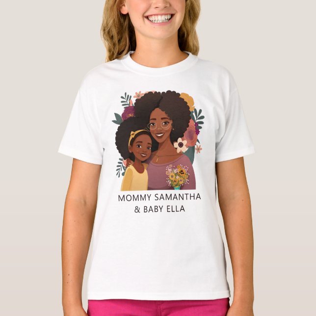 Personalised Black Mum and Daughter (14) T-Shirt (Front)