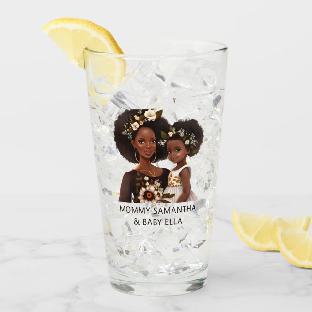 Personalised Black Mum and Daughter (18) Glass (Front Ice)