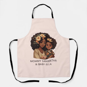 Personalised Black Mum and Daughter (19) Apron