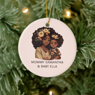 Personalised Black Mum and Daughter (19) Ceramic Tree Decoration