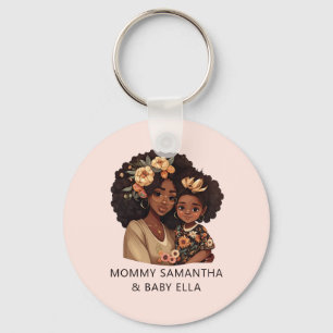 Personalised Black Mum and Daughter (19) Key Ring
