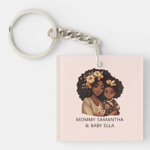 Personalised Black Mum and Daughter (19) Key Ring