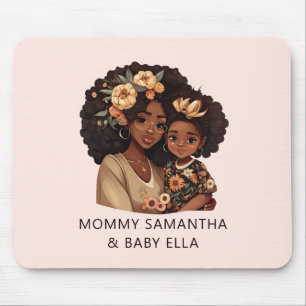 Personalised Black Mum and Daughter (19) Mouse Mat