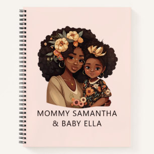 Personalised Black Mum and Daughter (19) Notebook