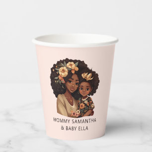Personalised Black Mum and Daughter (19) Paper Cups