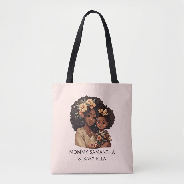 Personalised Black Mum and Daughter (19) Tote Bag (Front)