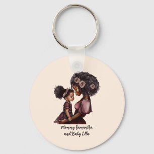 Personalised Black Mum and Daughter (1) Key Ring