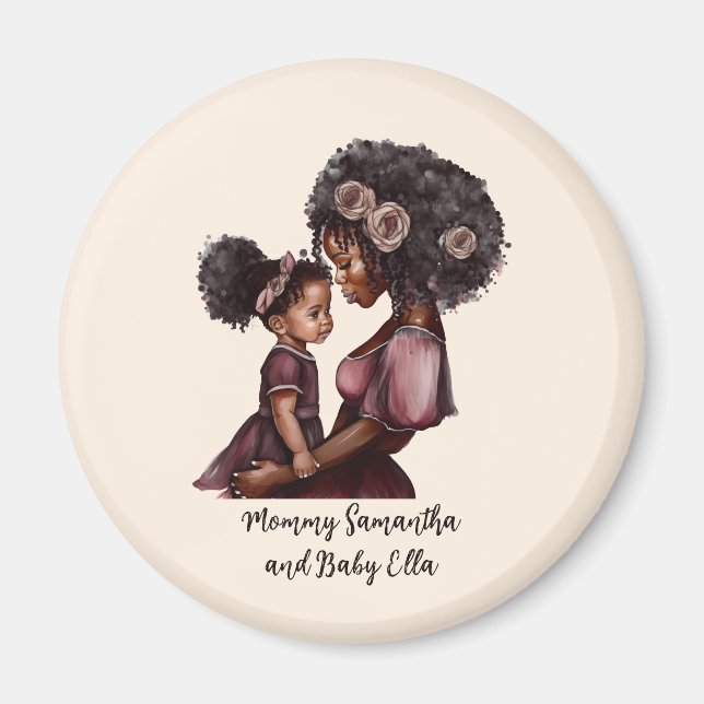 Personalised Black Mum and Daughter (1) Magnet (Front)