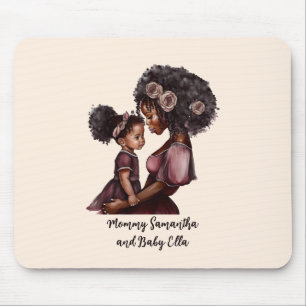 Personalised Black Mum and Daughter (1) Mouse Mat