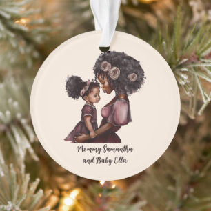 Personalised Black Mum and Daughter (1) Ornament