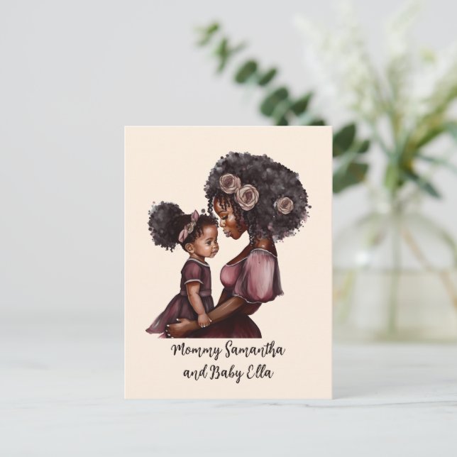 Personalised Black Mum and Daughter (1) Postcard (Standing Front)