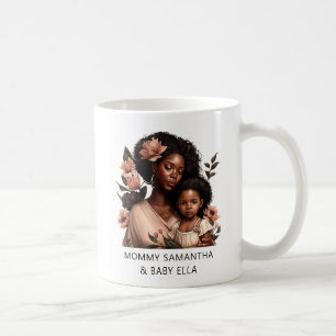 Personalised Black Mum and Daughter (21) Coffee Mug