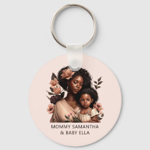 Personalised Black Mum and Daughter (21) Key Ring