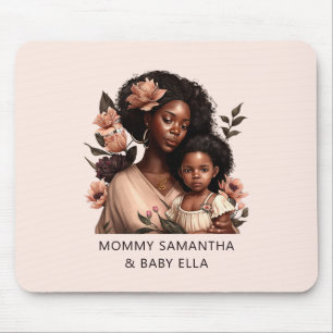 Personalised Black Mum and Daughter (21) Mouse Mat