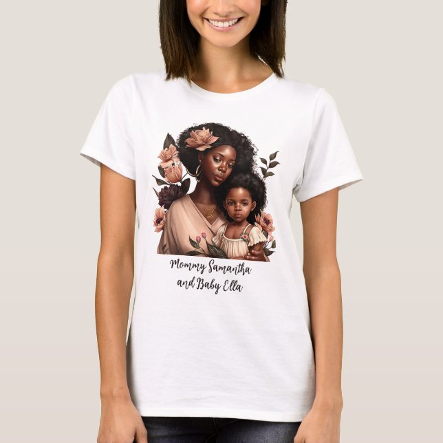 Personalised Black Mum and Daughter (21) T-Shirt (Front)