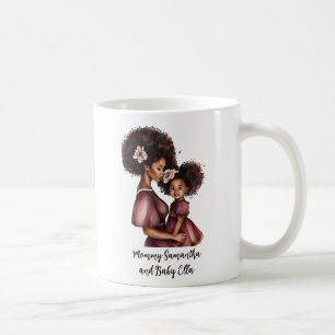 Personalised Black Mum and Daughter (2) Coffee Mug