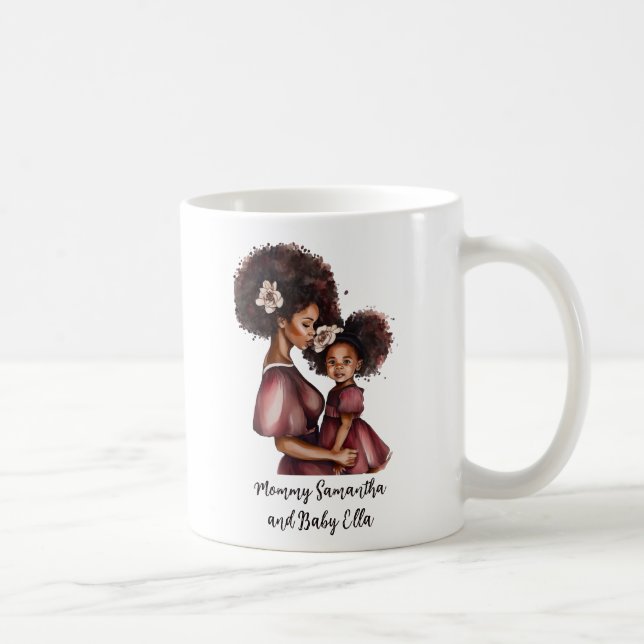 Personalised Black Mum and Daughter (2) Coffee Mug (Right)