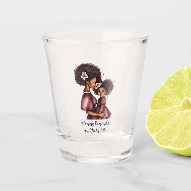 Personalised Black Mum and Daughter (2) Shot Glass (Front)