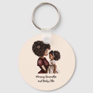 Personalised Black Mum and Daughter (3) Key Ring