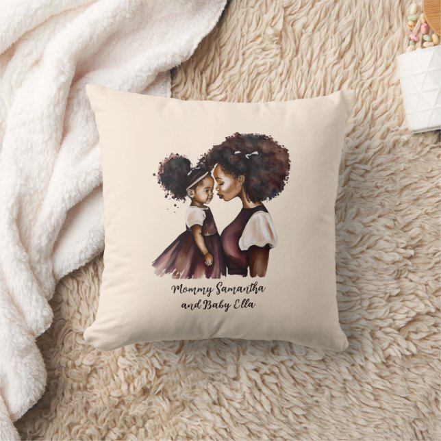 Personalised Black Mum and Daughter (5) Cushion (Blanket)