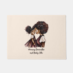 Personalised Black Mum and Daughter (5) Doormat