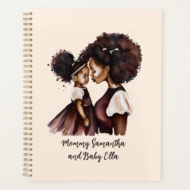 Personalised Black Mum and Daughter (5) Planner (Front)