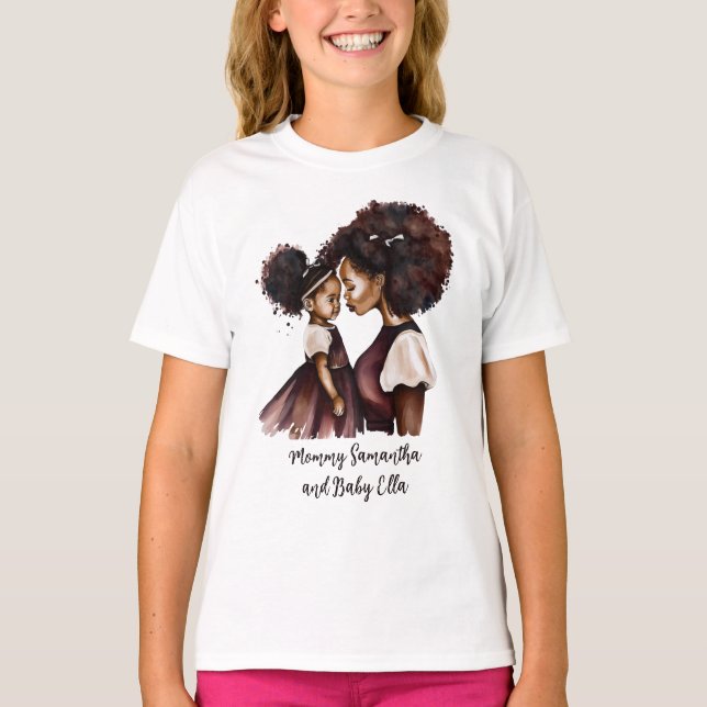 Personalised Black Mum and Daughter (5) T-Shirt (Front)