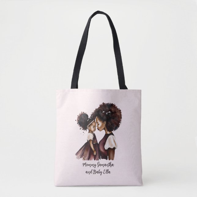 Personalised Black Mum and Daughter (5) Tote Bag (Front)