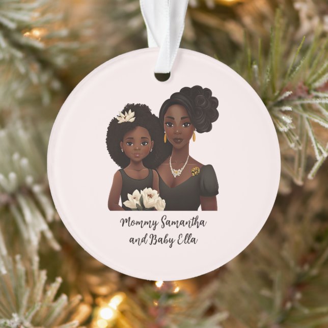 Personalised Black Mum and Daughter (6) Ornament (Tree)