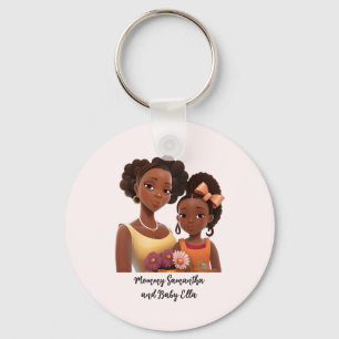 Personalised Black Mum and Daughter (7) Key Ring