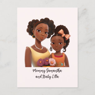 Personalised Black Mum and Daughter (7) Postcard