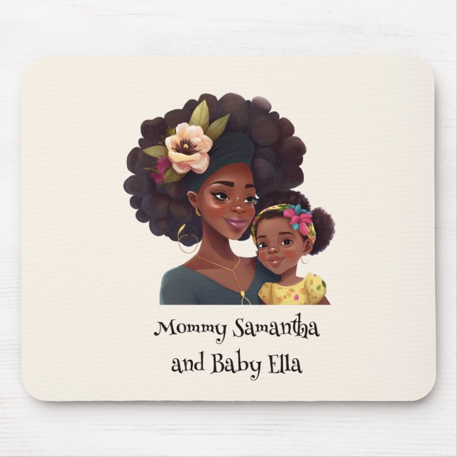 Personalised Black Mum and Daughter (8) Mouse Mat (Front)
