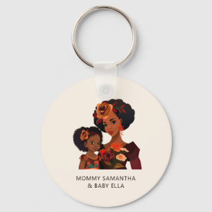 Personalised Black Mum and Daughter (9) Key Ring