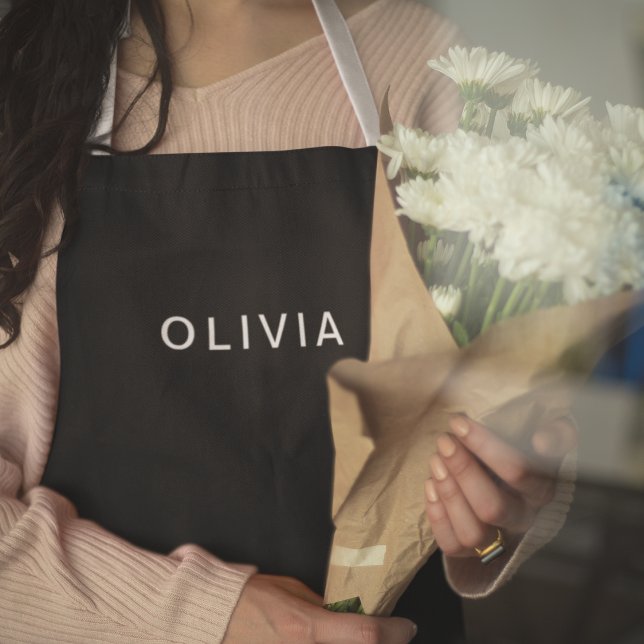 Personalised Black & Name Monogram | Elegant  Apron (Creator Uploaded)